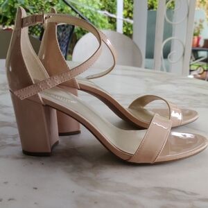 Bandolino-Elegant Pale Pink/Nude Block Heel Patten leather Sandals